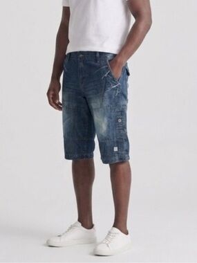Men's Blue Denim Cargo Shorts